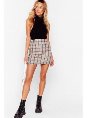 Check in Sometime Plaid Mini Skirt