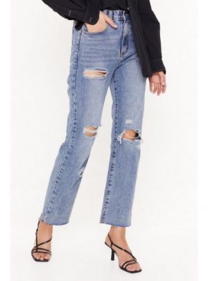 Medium Acid Wash Denim Straight Leg Jeans