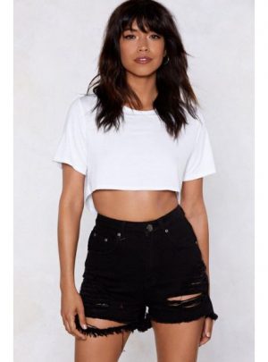 Straight Crop Top with Crew Neckline