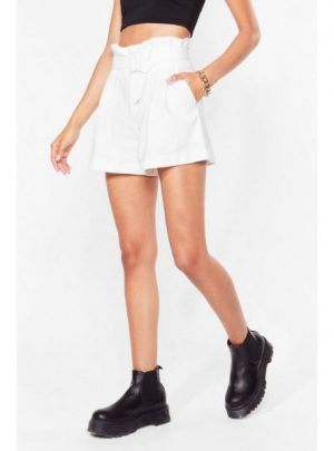 Wanna Be Tie Lover Belted Paperbag Shorts