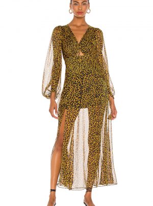 Raphael Ruched V Neck Maxi Dress